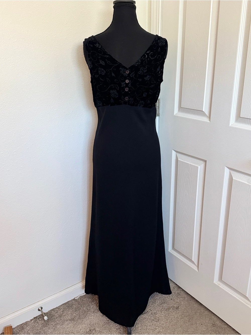 Vintage 90s Johnny Was Collection Silk Maxi Dress Burnout Velvet USA Rare XS - Picture 4 of 7